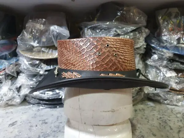 Outback Snake Textured Black Leather Cowboy Hat