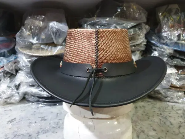 Outback Snake Textured Black Leather Cowboy Hat