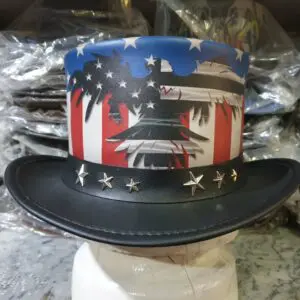 Patriotic Eagle Black Leather Top Hat