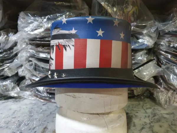 Patriotic Eagle Black Leather Top Hat