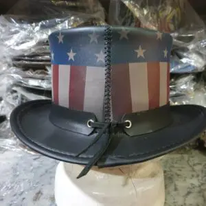 Patriotic Eagle Black Leather Top Hat