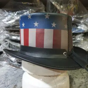 Patriotic Eagle Black Leather Top Hat