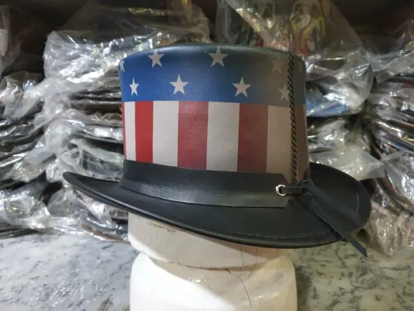 Patriotic Eagle Black Leather Top Hat