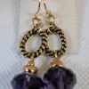 Elegant Purple And Gold Crystal Earrings