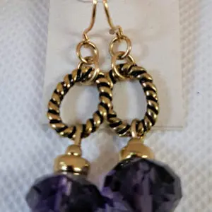 Elegant Purple and Gold Crystal Earrings