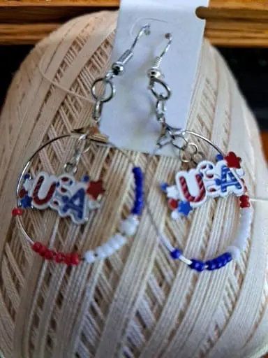 Red White And Blue Usa Dangle Earrings