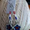 Red White And Blue Flower Dangle Earrings