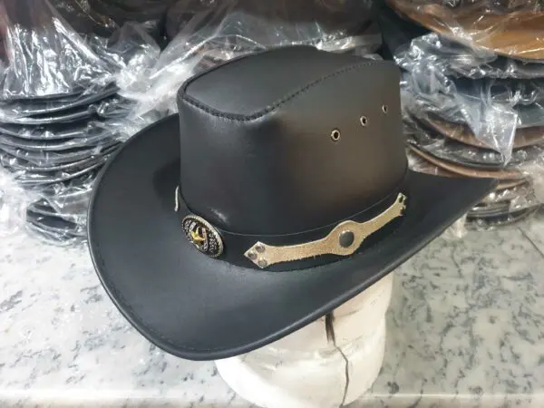 Rodeo King Cowboy Black Leather Hat