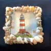 Sea Shell Encrusted Frame With Lighthouse