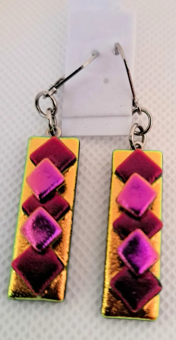 Fused Glass And Sterling Silver Earrings