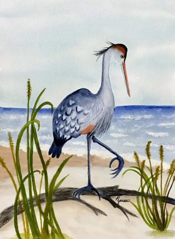 Stately Great Blue Heron At The Beach