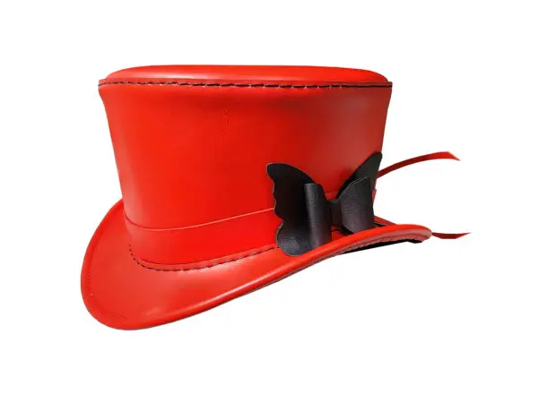 Victorian Red Leather Top Hat