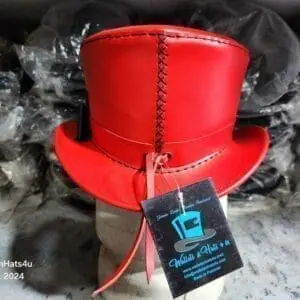 Victorian Red Leather Top Hat