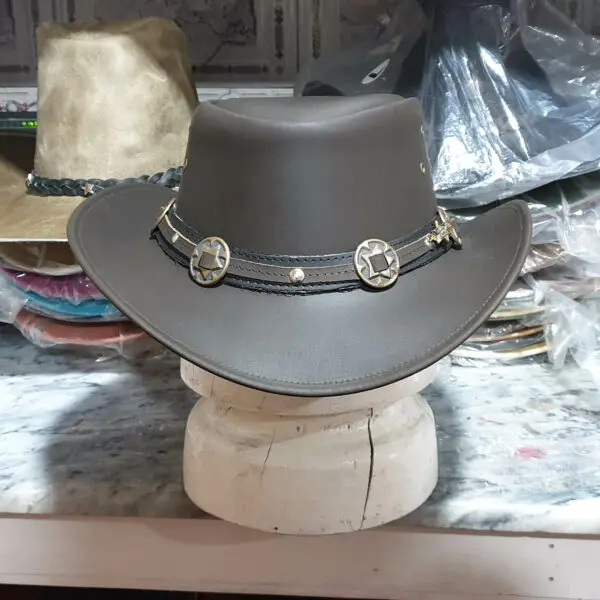 Western Cowboy Cow Grain Leather Hat