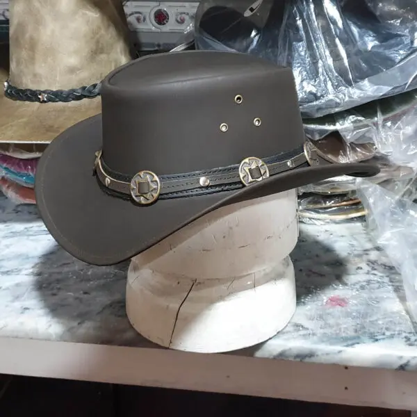 Western Cowboy Cow Grain Leather Hat