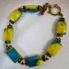 Yellow And Blue Crystal Glass Bracelet 7-1/2&Quot;