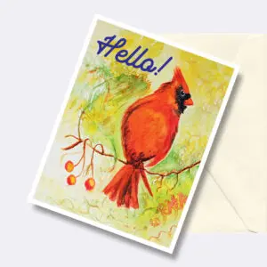 Autumn Cardinal Nature Art Hello Greeting card