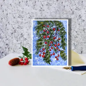 Winter Berries Nature Art Greeting Card