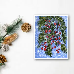 Winter Berries Nature Art Greeting Card