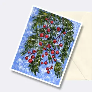 Winter Berries Nature Art Greeting Card