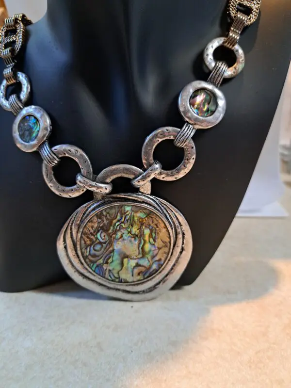 Chunky Abalone And Metal Necklace