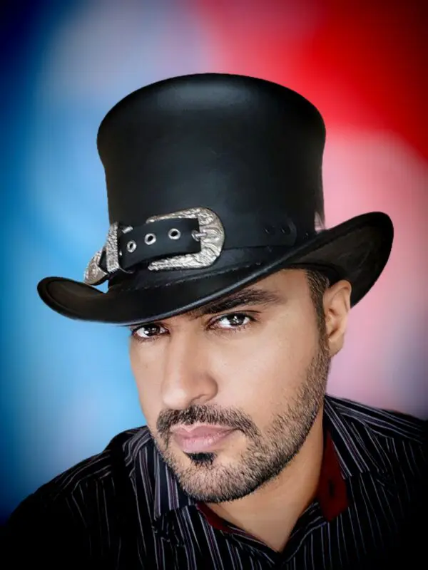 Peacekeeper Black Leather Top Hat