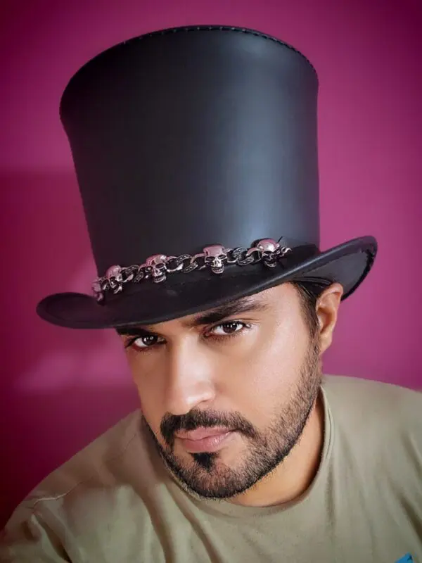 Stovepiper Black Leather Top Hat