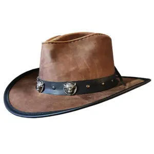 Cyclone Western Brown Leather Cowboy Hat