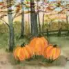 Trio Of Vibrant Pumpkins Watercolor Painting