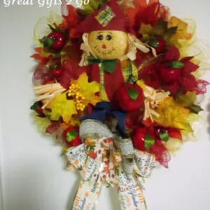 Charming Fall Apple Wreath with Scarecrow