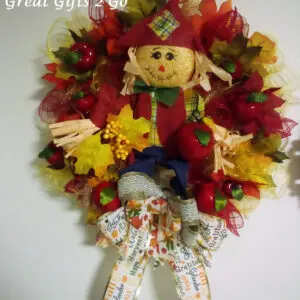 Charming Fall Apple Wreath With Scarecrow