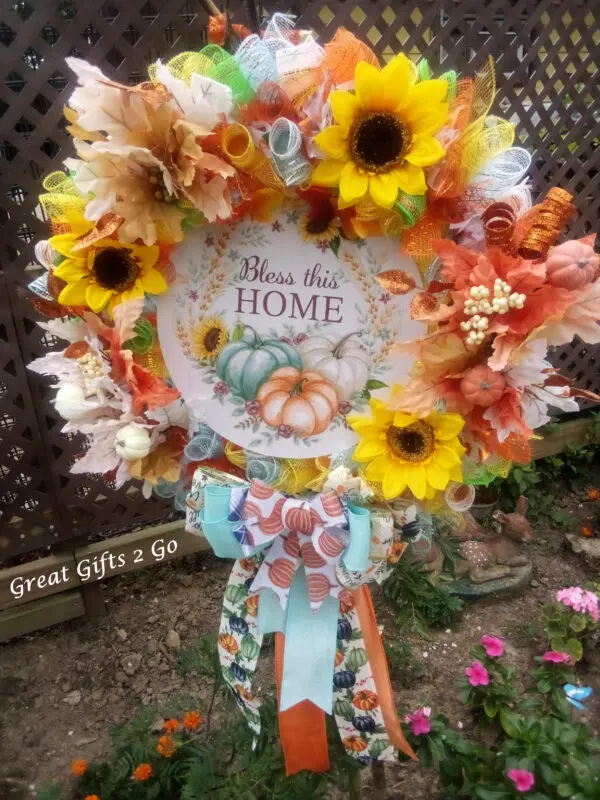 Fabulous Large Fall Wreath Bless This Home