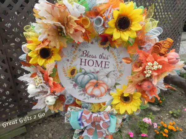 Fabulous Large Fall Wreath Bless This Home