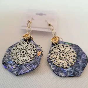 Sophisticated Double Sided Blue and Silver Medallion Earrings