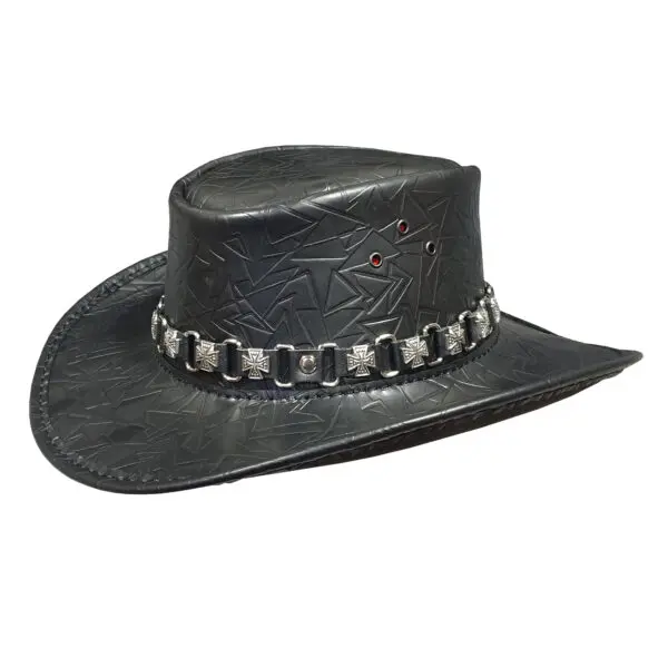 Bounty Hunter Black Leather Hat - Maker-Mall