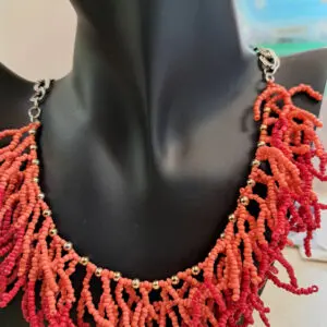 Beaded Design Coral Necklace