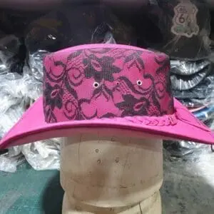 Pink Leather Western Cowgirl Hat