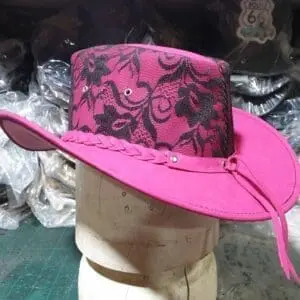 Pink Leather Western Cowgirl Hat