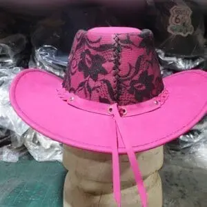 Pink Leather Western Cowgirl Hat