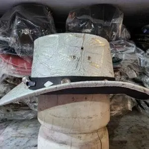 Crocodile Texture White Leather Cowboy Hat