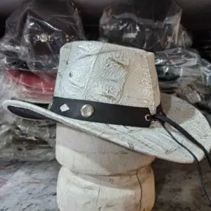 Crocodile Texture White Leather Cowboy Hat