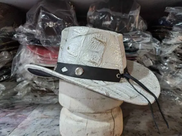 Crocodile Texture White Leather Cowboy Hat