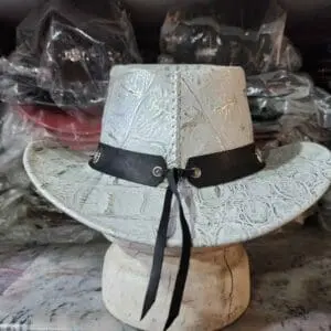 Crocodile Texture White Leather Cowboy Hat