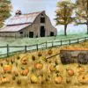 The Pumpkin Patch Farm At Harvest Time Watercolor Painting