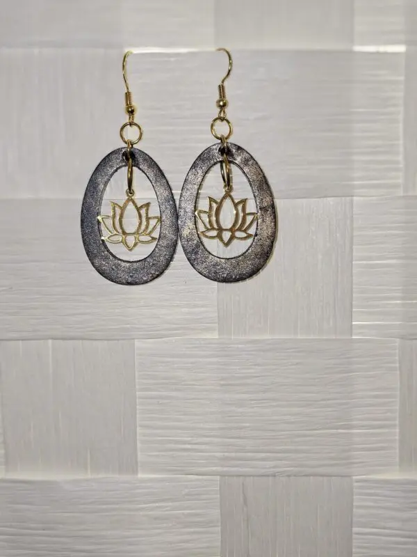 Divine Black Gold Lotus Earrings