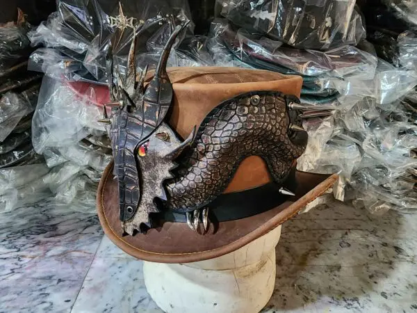 Dragon Of Charisma Brown Leather Top Hat