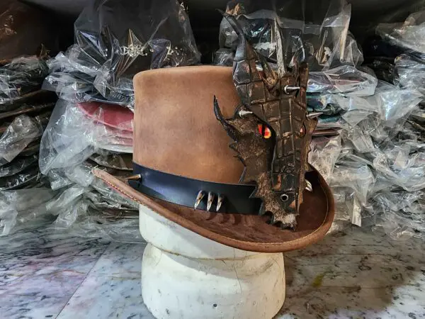 Dragon Of Charisma Brown Leather Top Hat