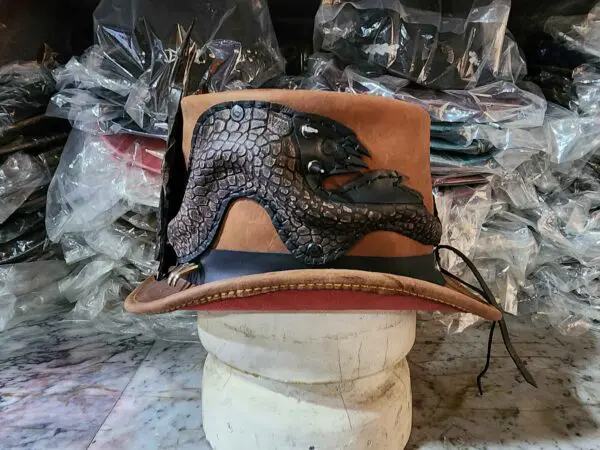 Dragon Of Charisma Brown Leather Top Hat