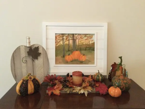 Trio Of Vibrant Pumpkins Watercolor Painting