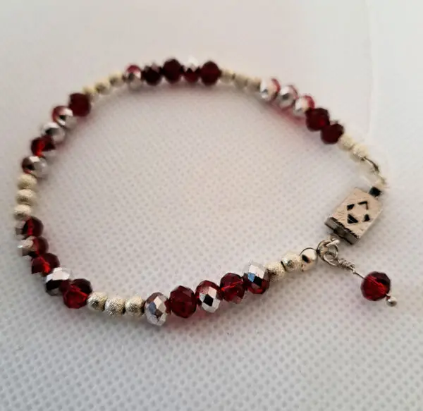 Faceted Red And Silver Crystal Bracelet